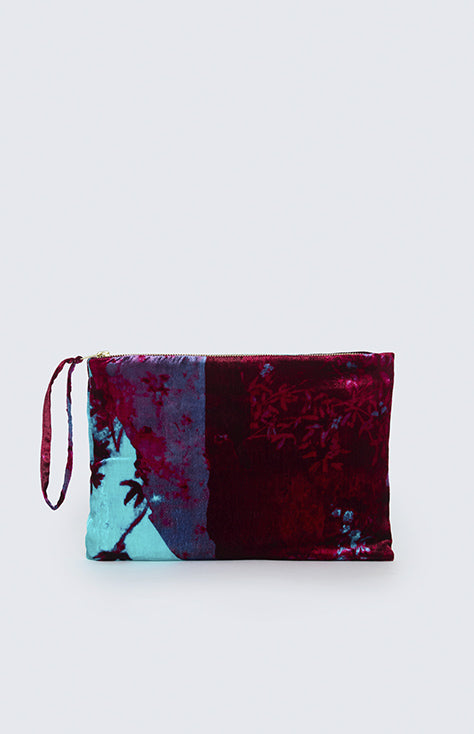 Bolso Granate Cyan de terciopelo, Estampado "Papel pintado"