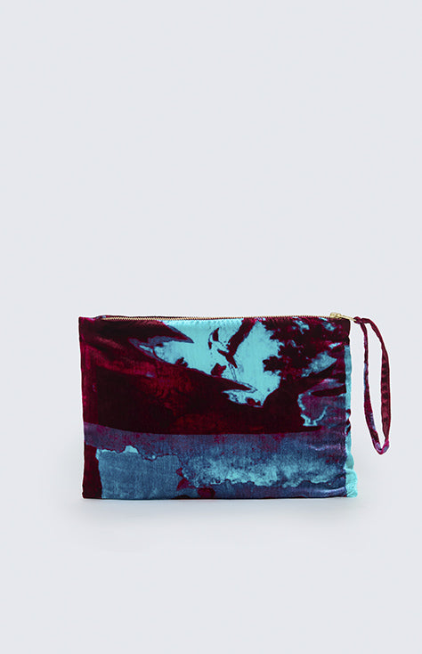 Bolso Granate Cyan de terciopelo, Estampado "Papel pintado"