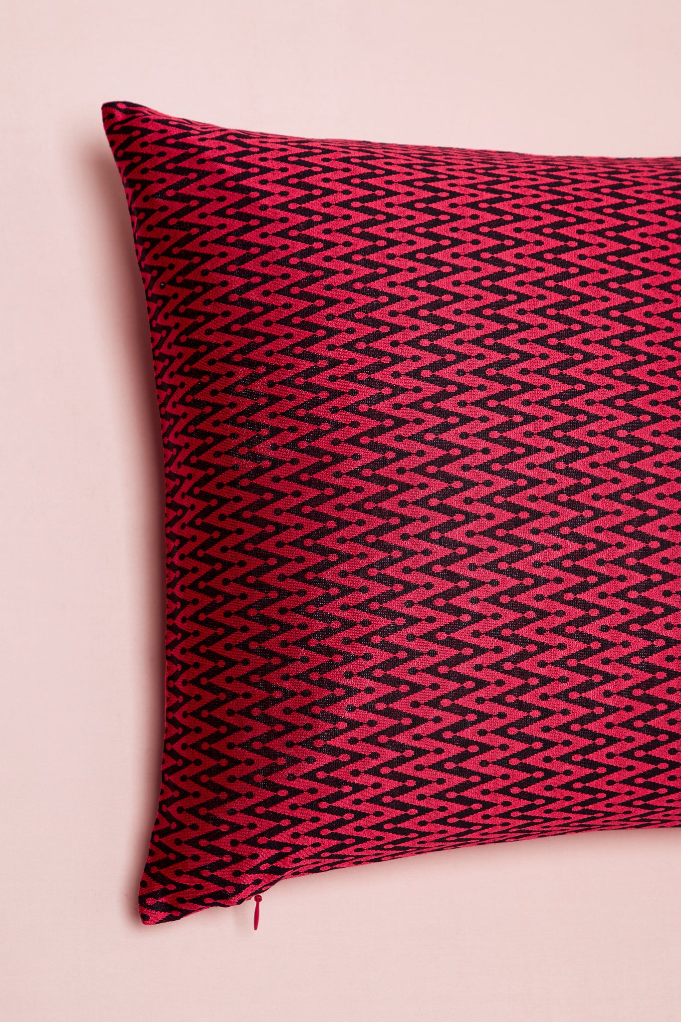 Cojín rectangular estampado "Líneas y puntos” Rojo