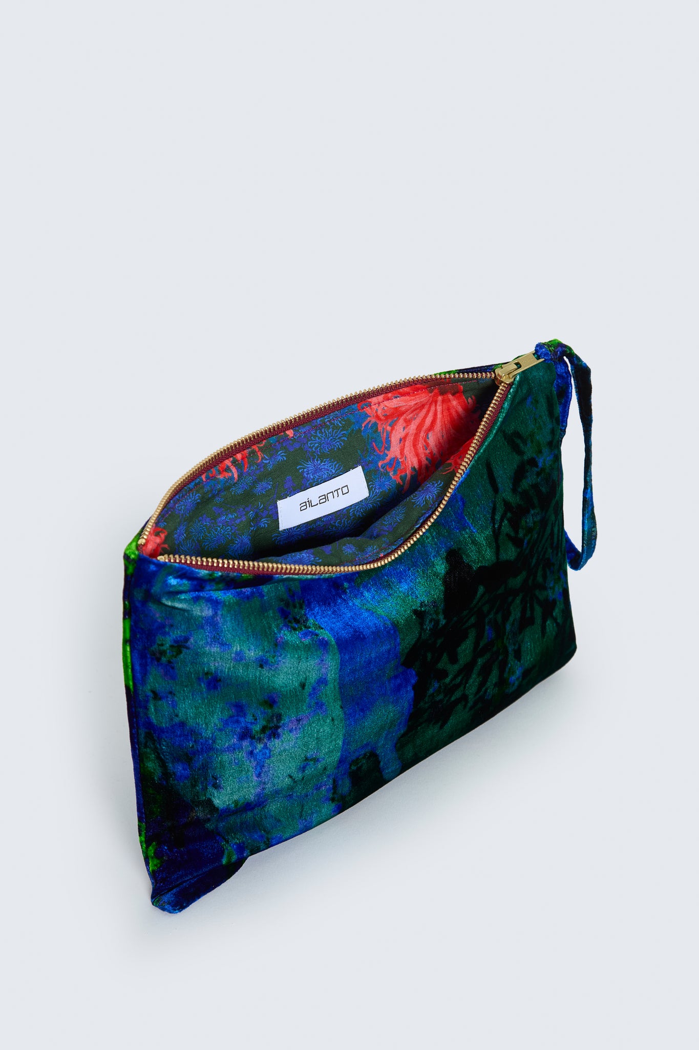 Bolso Azul de terciopelo, Estampado "Papel pintado"