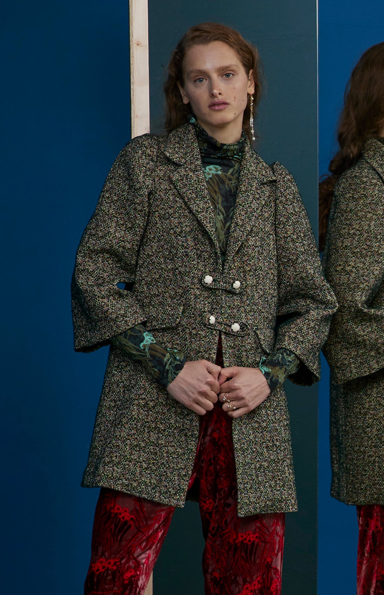 FW25-AB14 Abrigo militar en lana bicolor