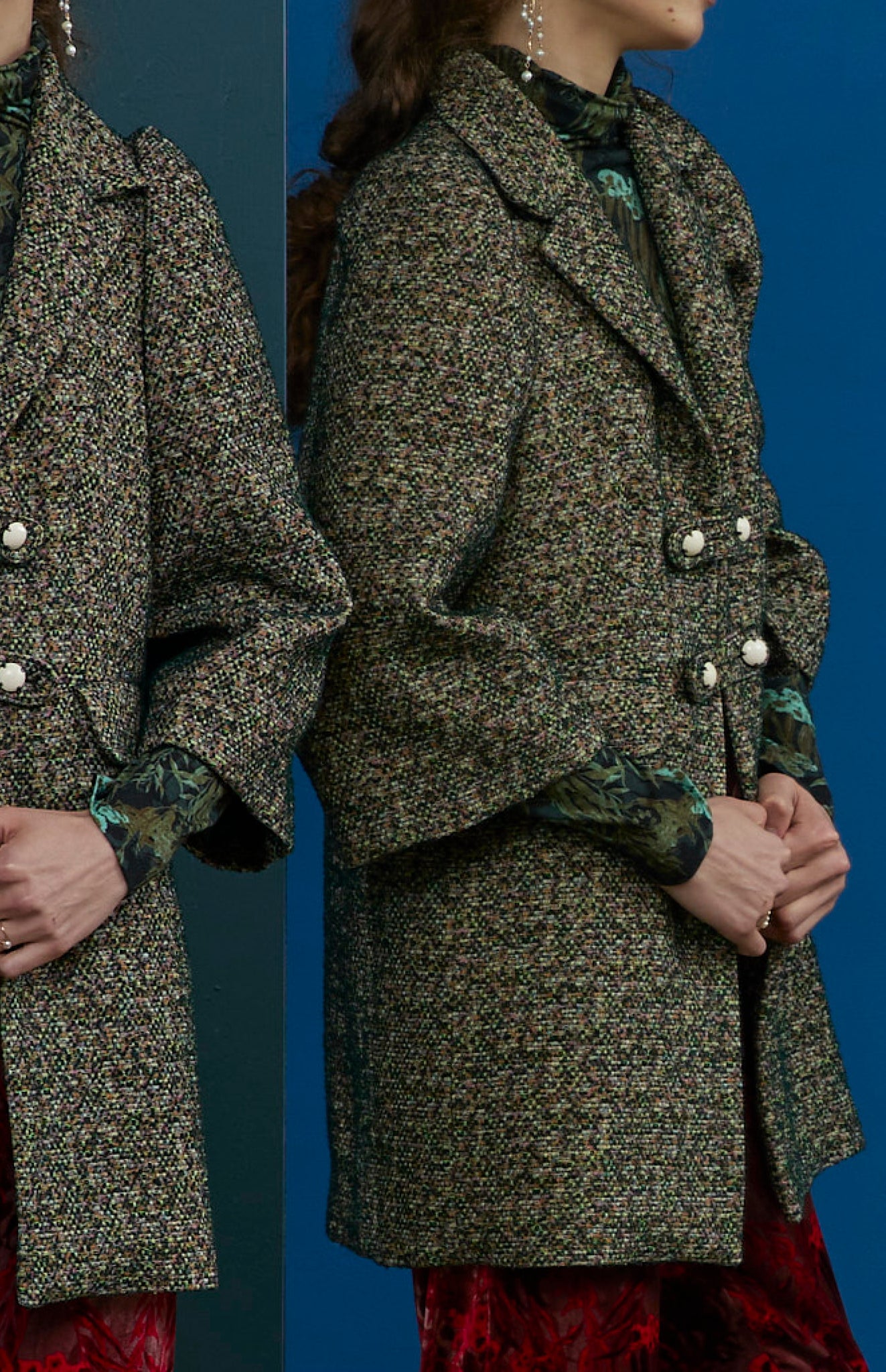 FW25-AB14 Abrigo militar en lana bicolor