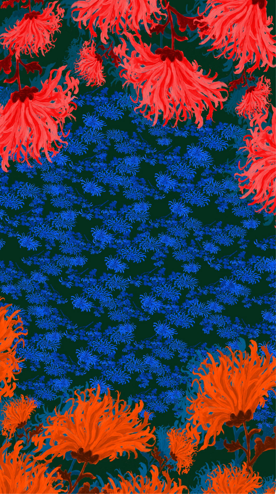 FW25-AB10 Abrigo terciopelo estampado " Crisantemos"