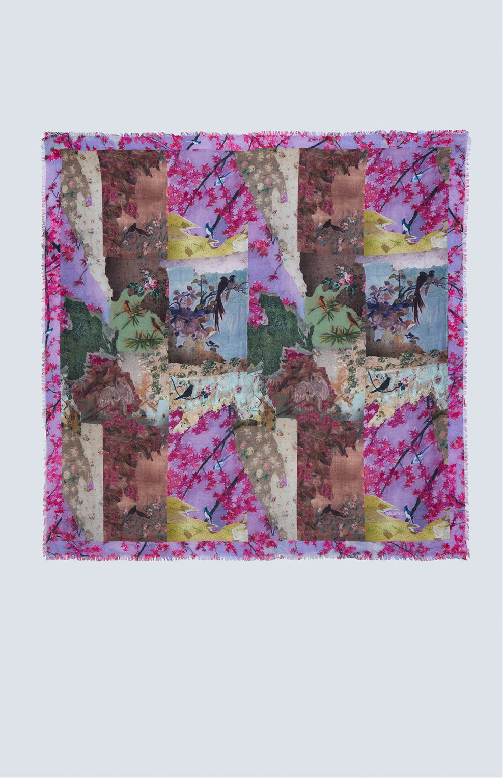 FW25 Pañuelo estampado "PÁJAROS SOBRE PAPEL PINTADO"