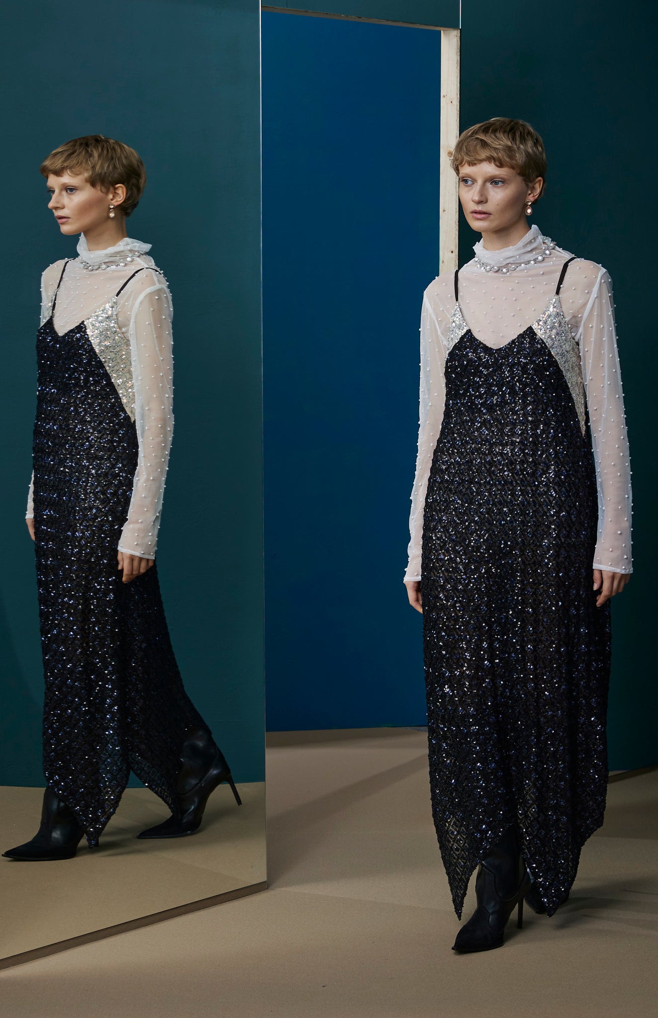 FW25-V003 Vestido de Lentejuelas Negro