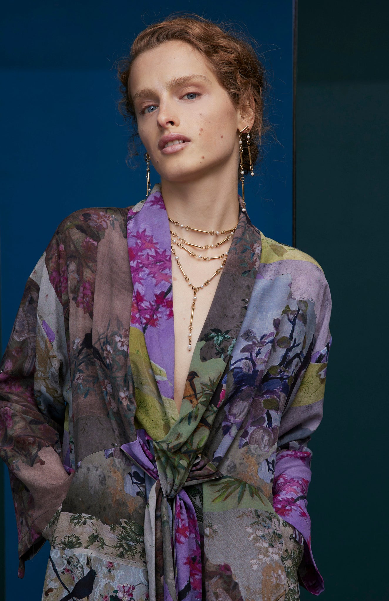 FW25-V016 Vestido kimono estampado "Papel pintado"