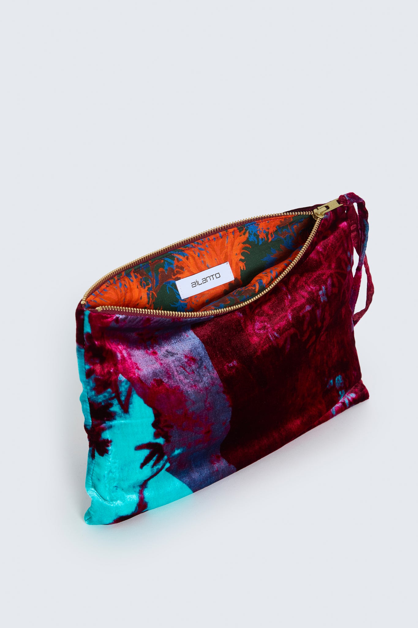 Bolso Granate Cyan de terciopelo, Estampado "Papel pintado"